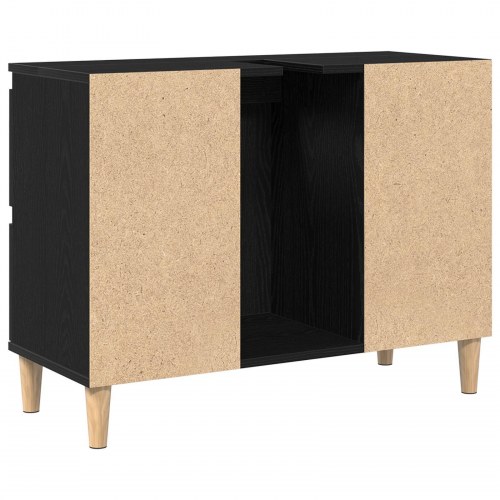 Vaskeskab Sort Eg 80x33x60 cm Konstrueret Træ