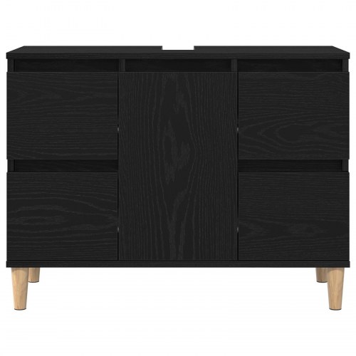Vaskeskab Sort Eg 80x33x60 cm Konstrueret Træ