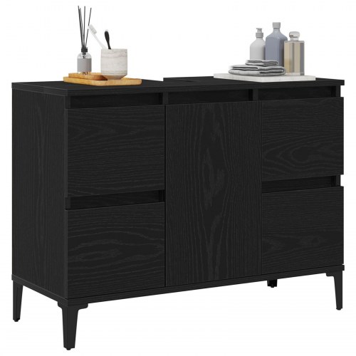 Badeværelsesskab i Sort Eg 80x33x60 cm, lavet af Træ