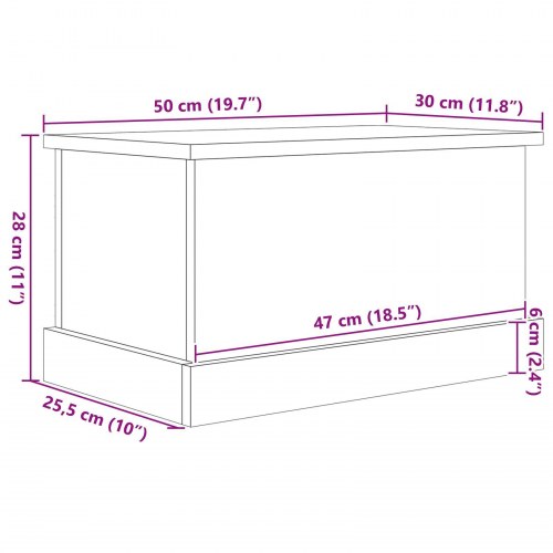 Opbevaringsboks Sort Eg 50x30x28 cm Konstrueret Træ