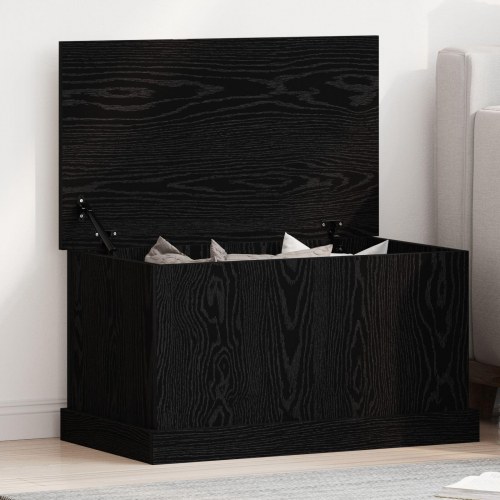 Opbevaringskasse Sort Eg 70x40x38 cm Ingeniørtræ