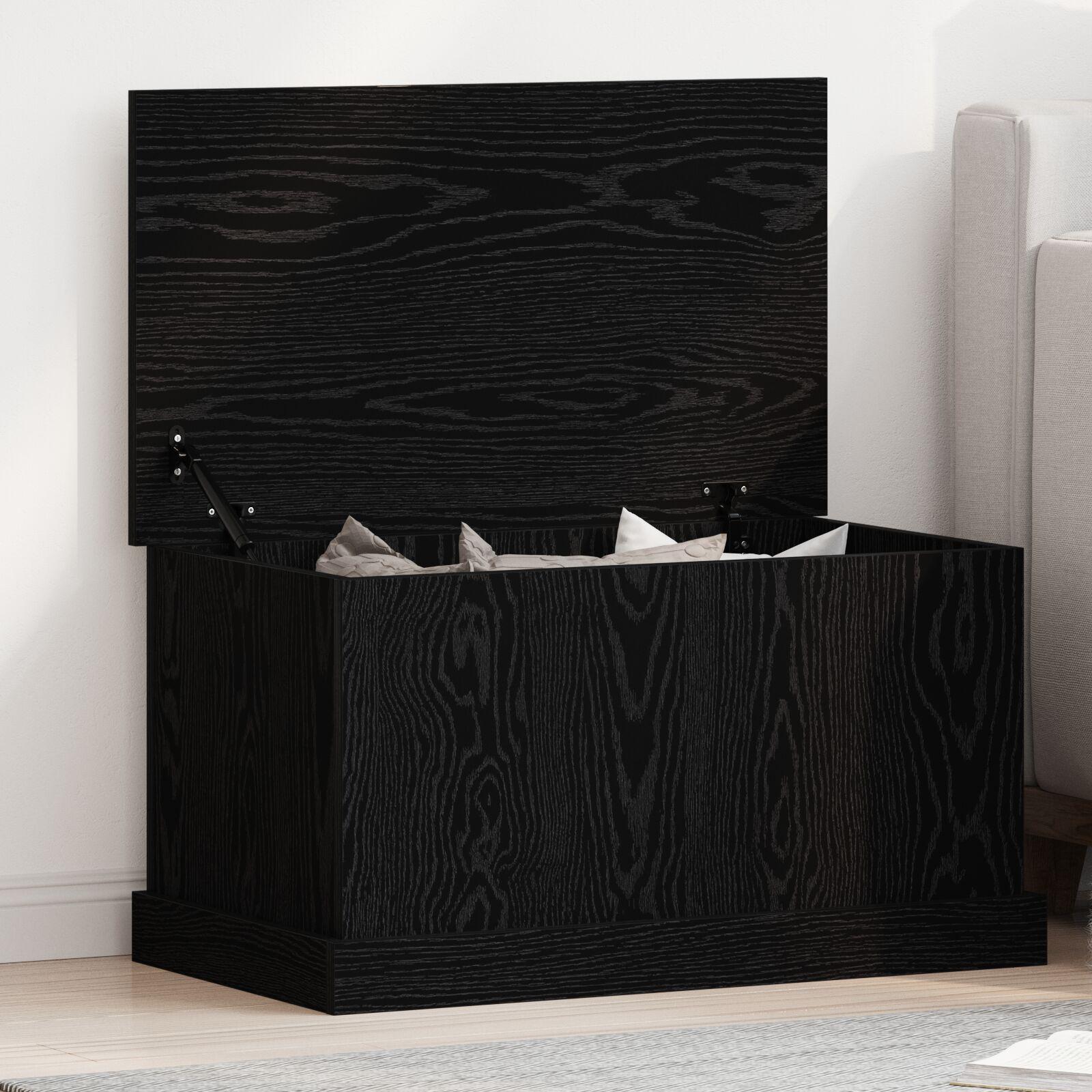 Opbevaringskasse Sort eg 70 x 40 x 28 cm Konstrueret træ