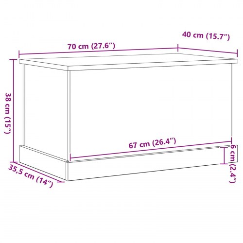 Opbevaringskasse Sort Eg 70x40x38 cm Ingeniørtræ
