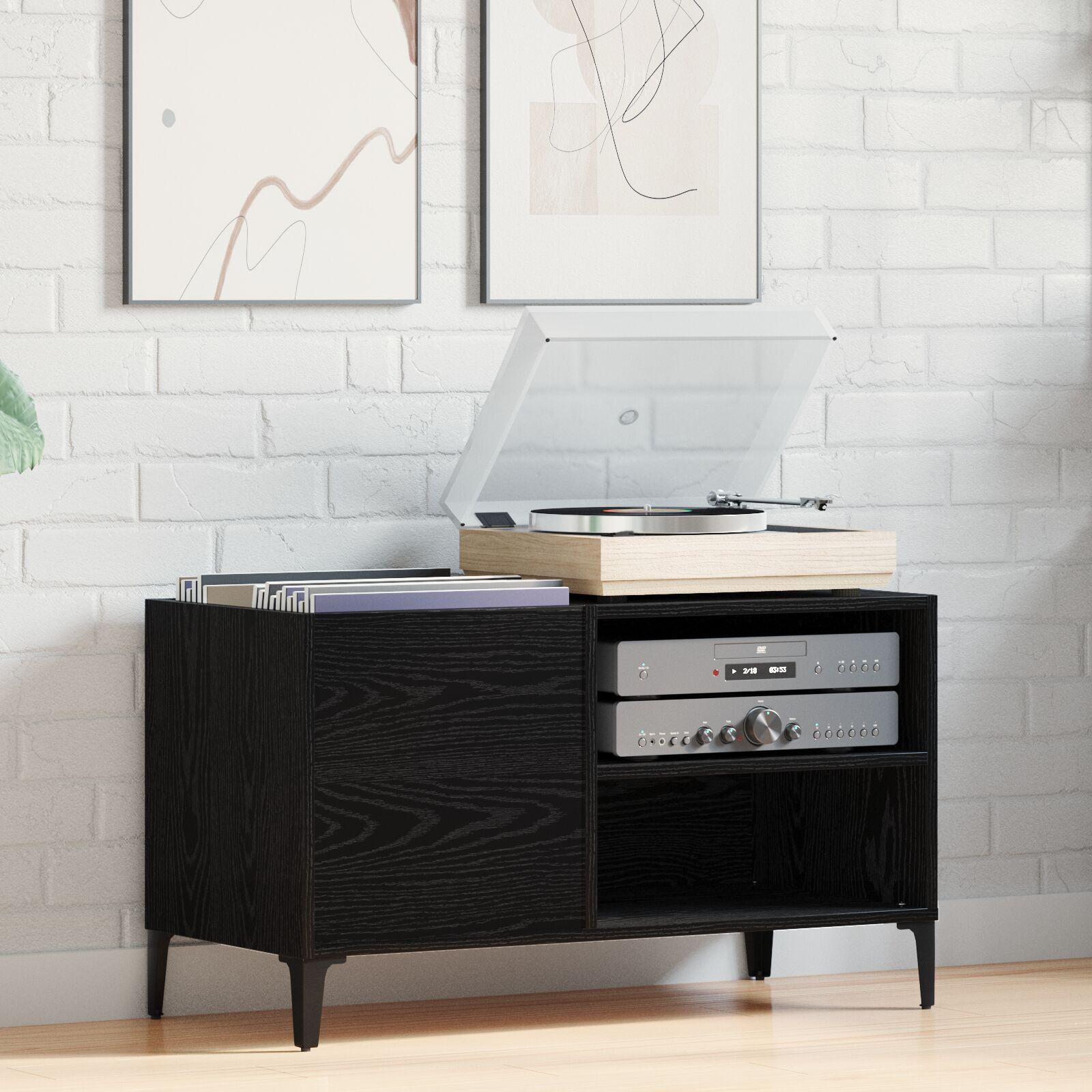 Pladeskab med hylde Sort eg 84.5 x 38 x 48 cm Konstrueret træ
