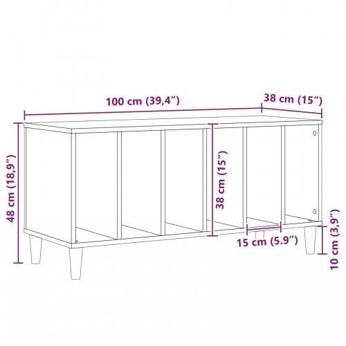 Pladeskab Sort Eg 100x38x48 cm Konstrueret Træ