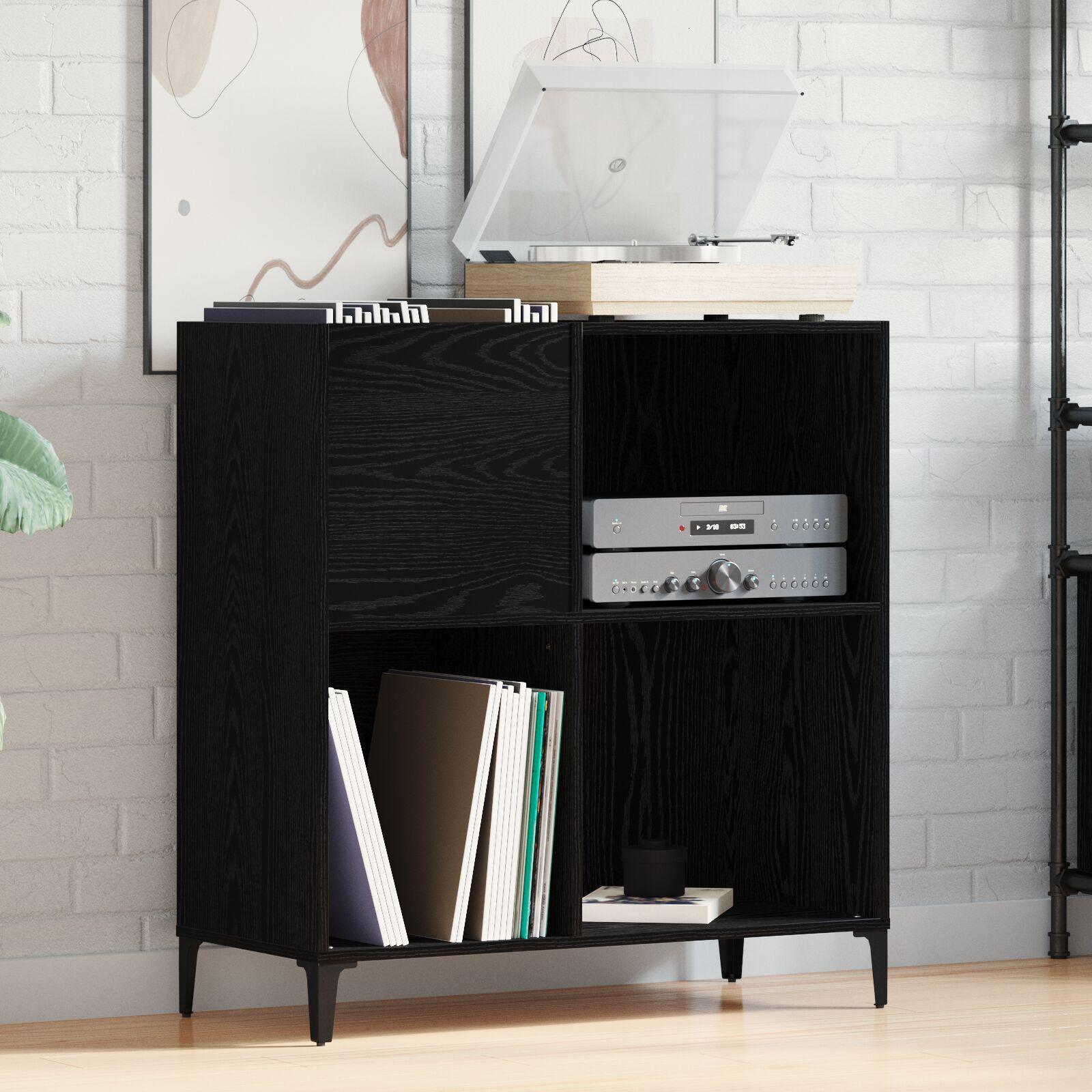 Pladeskab med hylde Sort eg 84.5 x 38 x 89 cm Konstrueret træ