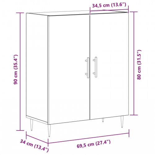 Sideboard Sort Eg 69,5x34x90 cm Ingeniørtræ
