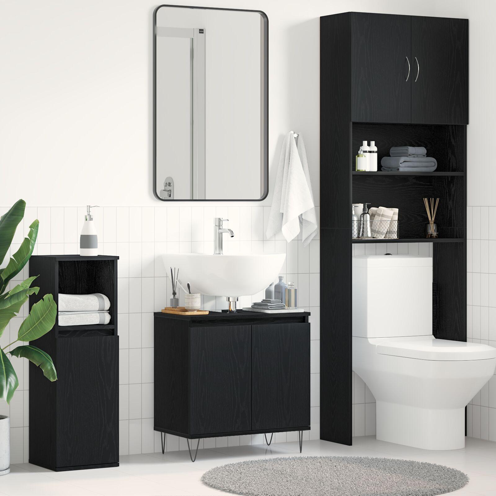 Badeværelsesskabsunder Sort eg 58 x 33 x 60 cm Konstrueret træ