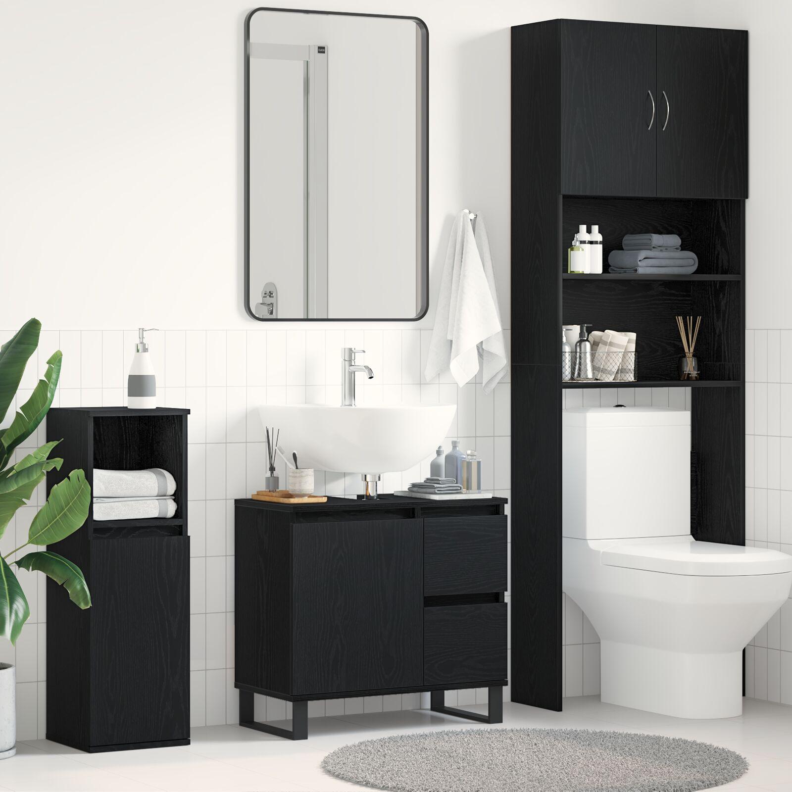 BadevÃ¦relsesunderskab i sort eg - 65 Ã 33 Ã 60 cm, konstrueret trÃ¦