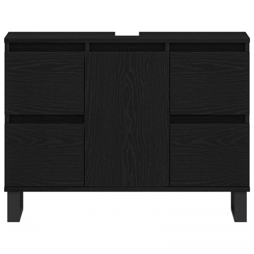 Badeværelsesvask Skab Sort Eg 80x33x60 cm Konstrueret Træ