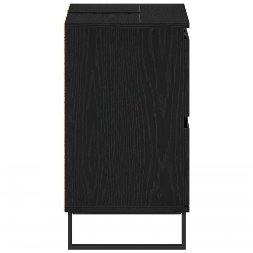 Badeværelsesvask Skab Sort Eg 80x33x60 cm Konstrueret Træ