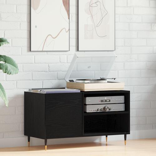 Pladekabinet Sort Eg 84,5x38x48 cm Konstrueret Træ