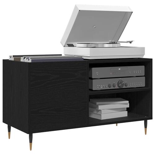 Pladekabinet Sort Eg 84,5x38x48 cm Konstrueret Træ