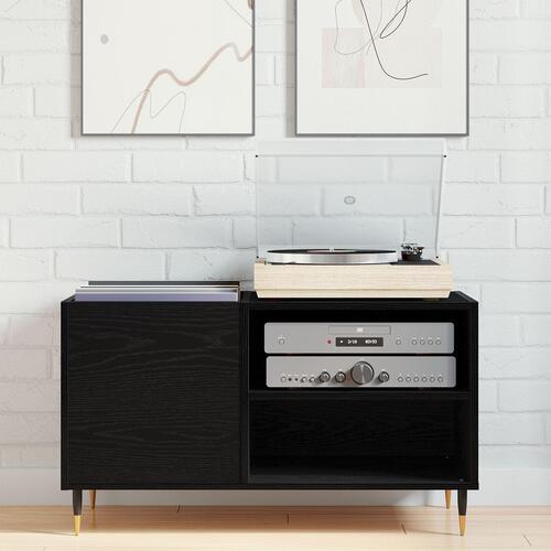 Pladekabinet Sort Eg 84,5x38x48 cm Konstrueret Træ