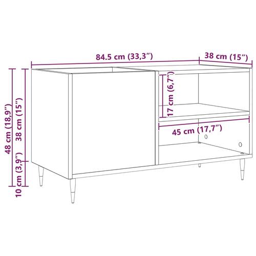 Pladekabinet Sort Eg 84,5x38x48 cm Konstrueret Træ