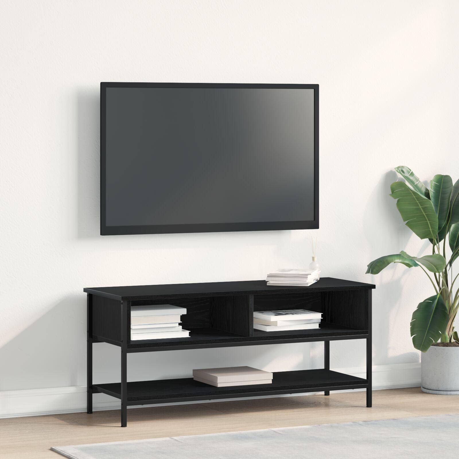 TV Skab Sort Eg 100x35x45 cm Konstrueret træ og Stål