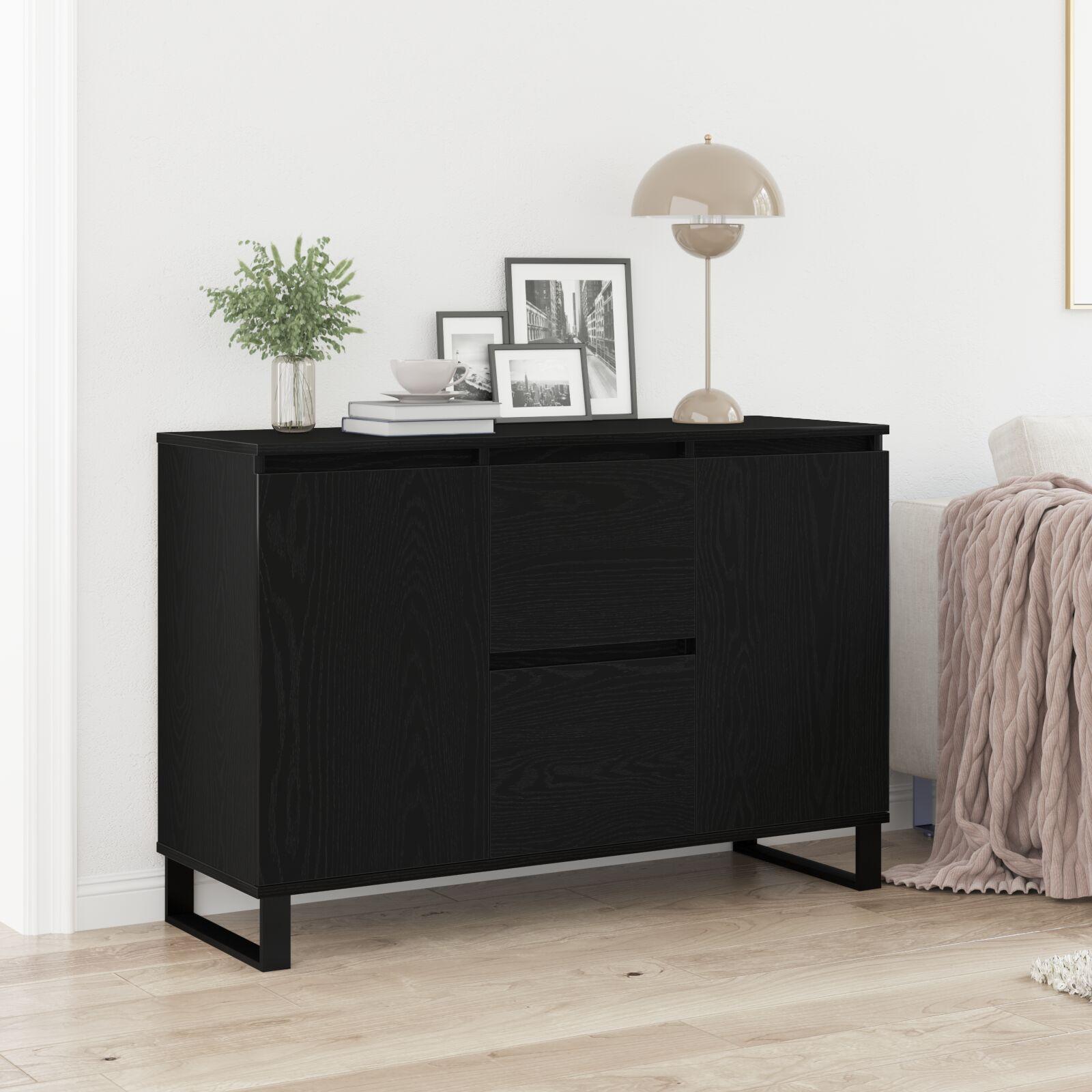 Sideboard Sort Eg 104x35x70 cm Konstrueret Træ