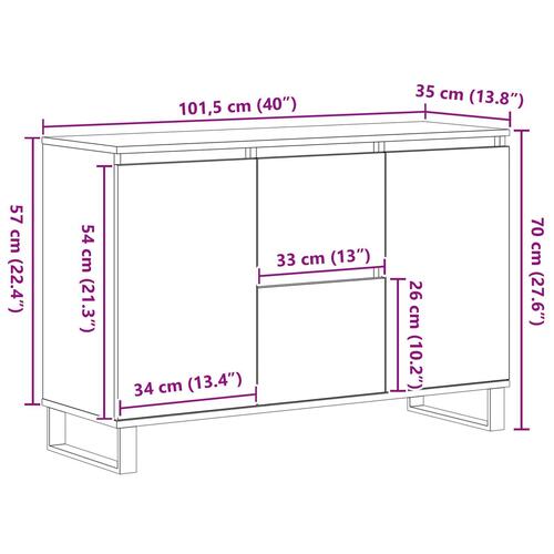 Sideboard Sort Eg 104x35x70 cm Konstrueret Træ