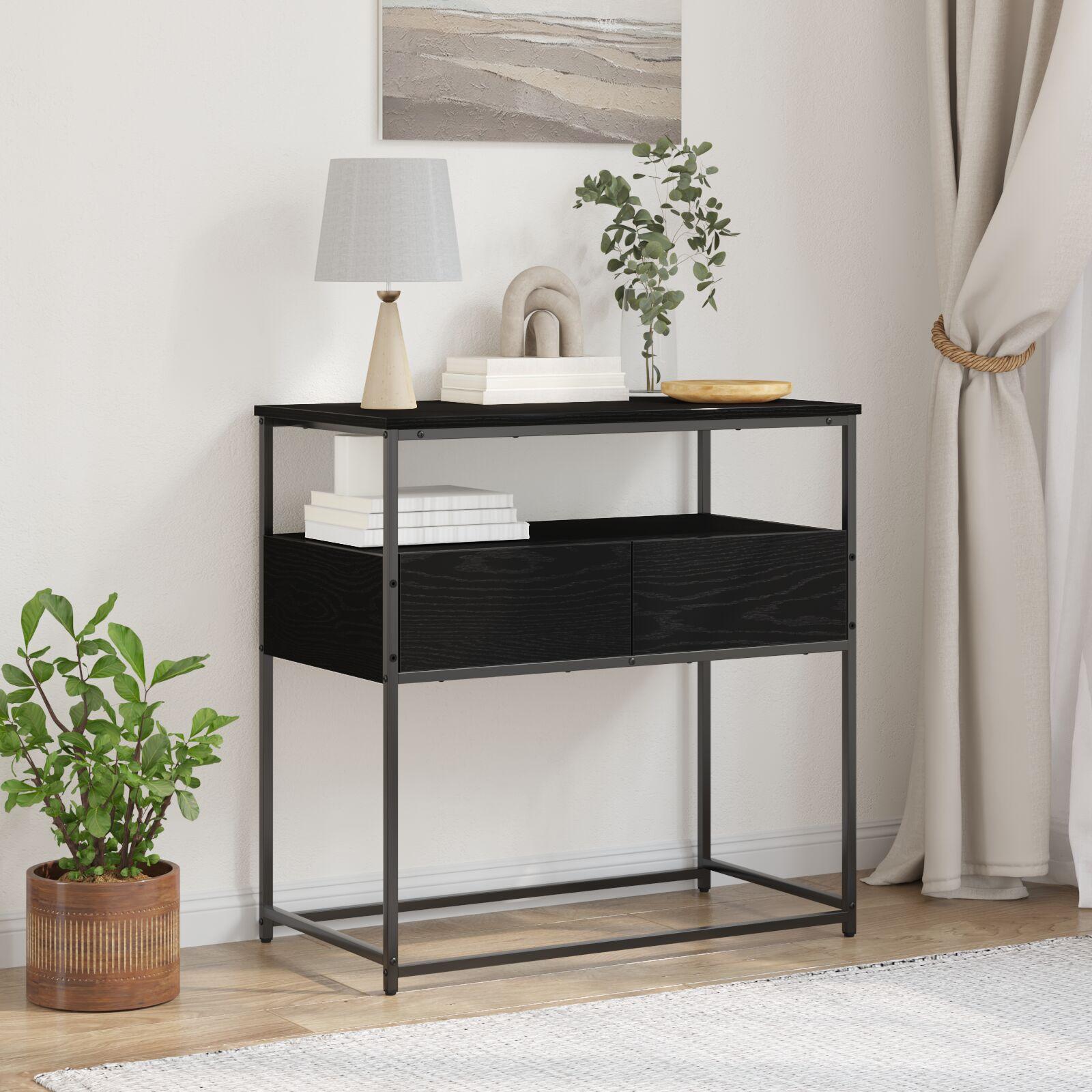 Konsolbord Sort eg 75 x 40 x 75 cm Laminat træ og metal