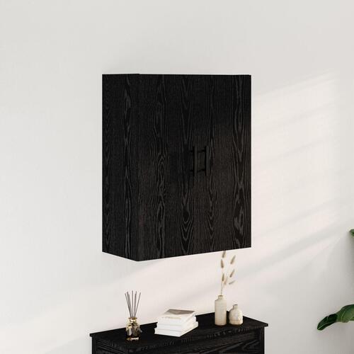 Vægmonteret Skab Sort Eg 69,5x34x90 cm Ingeniørtræ