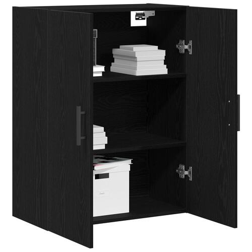 Vægmonteret Skab Sort Eg 69,5x34x90 cm Ingeniørtræ