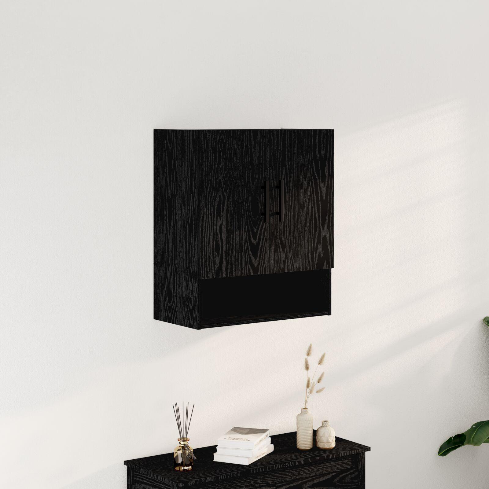 Vægskab Vægmonteret Sort eg 60 x 31 x 70 cm Konstrueret træ