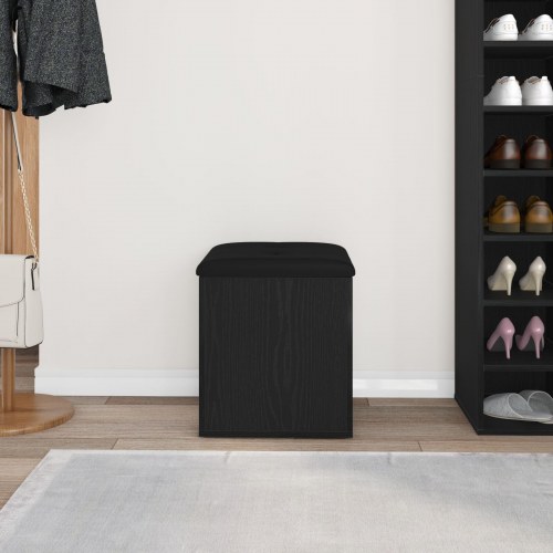 Opbevaringsbænk Sort Eg 40x40x45 cm Ingeniørtræ