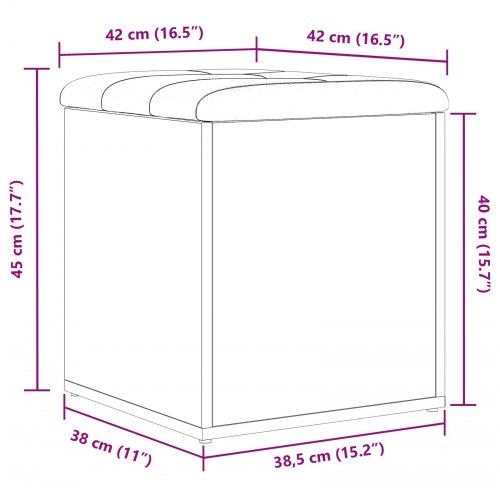 Opbevaringsbænk Sort Eg 40x40x45 cm Ingeniørtræ