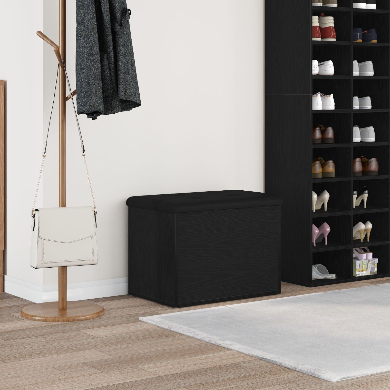 Opbevaringsbænk med dør Sort eg 62 x 42 x 45 cm Konstrueret træ