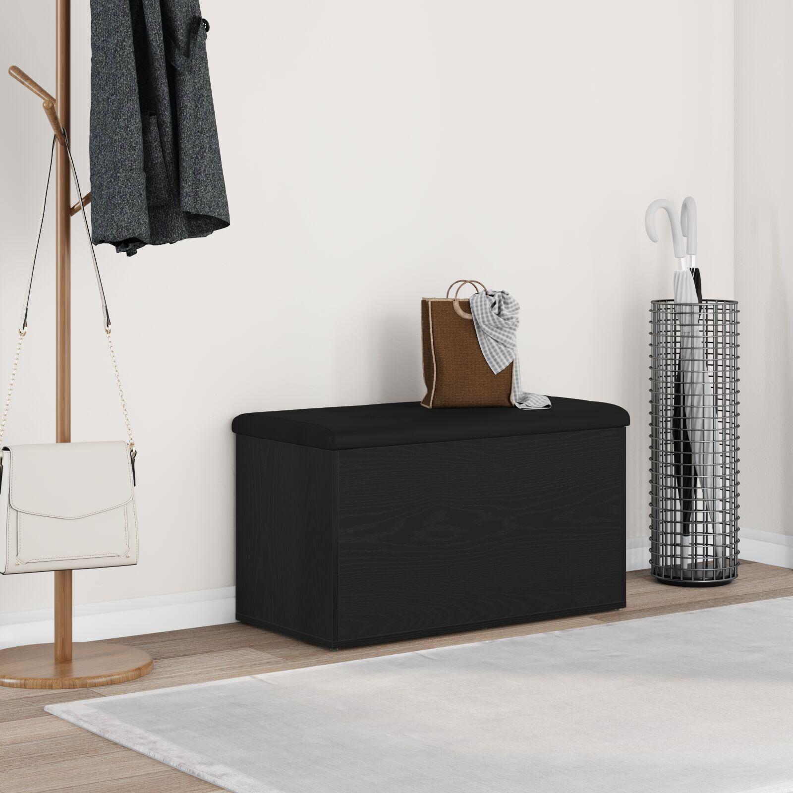 Opbevaringsbænk med dør Sort eg 82 x 42 x 45 cm Konstrueret træ