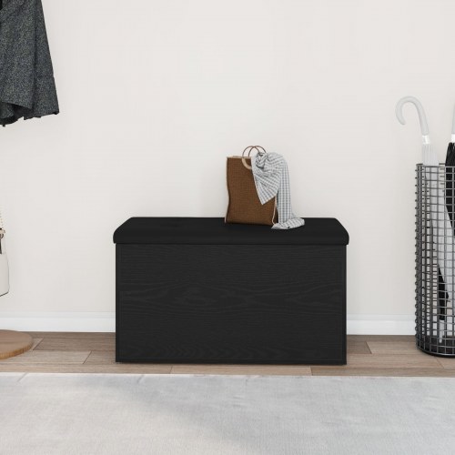 Opbevaringsbænk Sort Eg 80x40x45 cm Ingeniørtræ