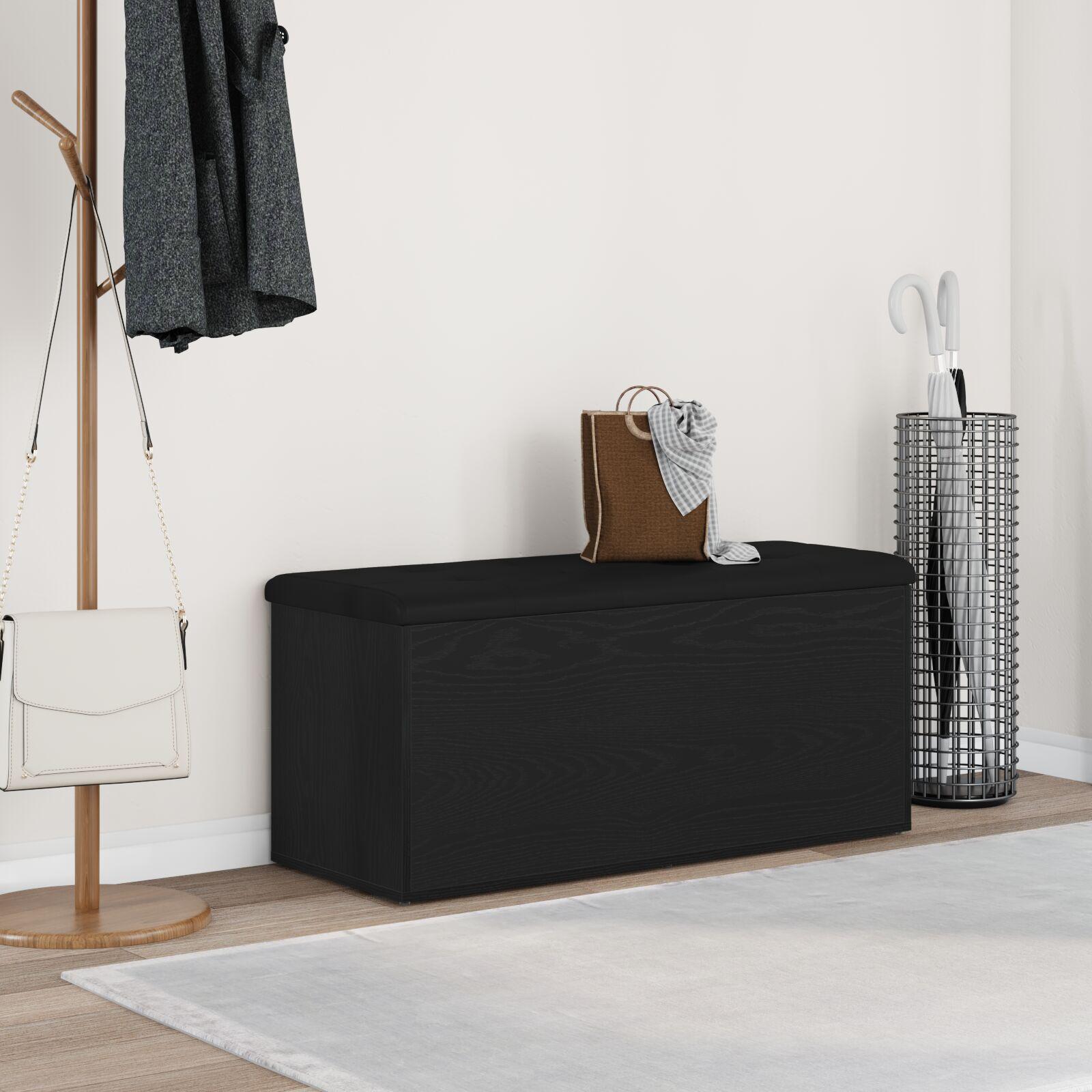 Opbevaringsbænk Sort eg 102 x 42 x 45 cm Konstrueret træ