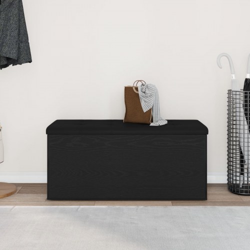 Opbevaringsbænk Sort Eg 100x40x45 cm Ingeniørtræ