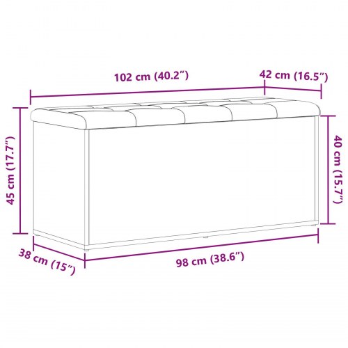 Opbevaringsbænk Sort Eg 100x40x45 cm Ingeniørtræ