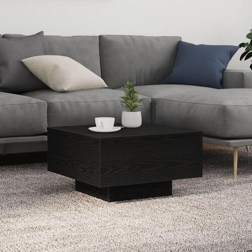 Sofabord med LED-lys Sort Eg 55x55x31 cm