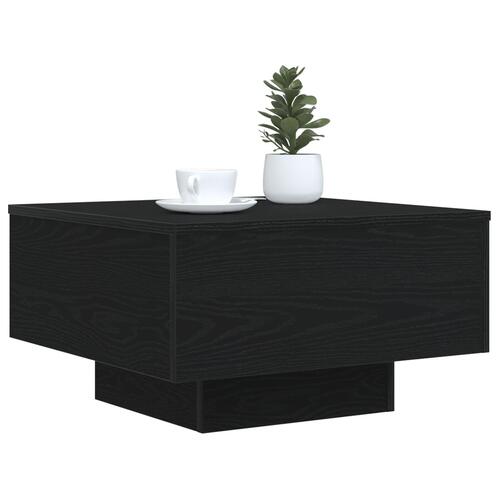 Sofabord med LED-lys Sort Eg 55x55x31 cm