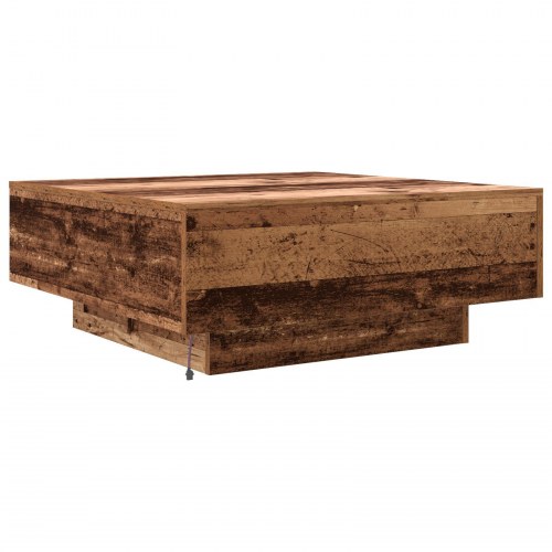 Sofabord med LED-lys Gammel Træ 80x80x31 cm