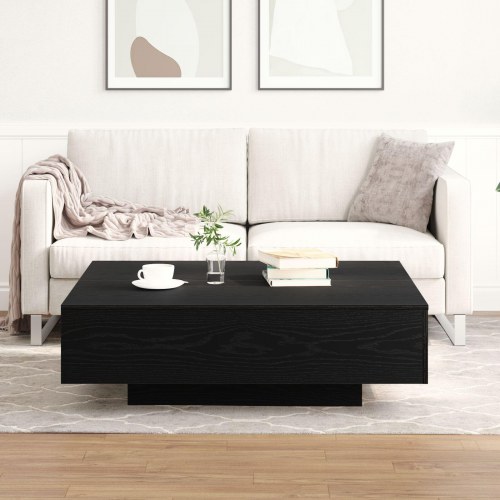 Kaffebord Sort Eg 100x100x31 cm Ingeniørtræ