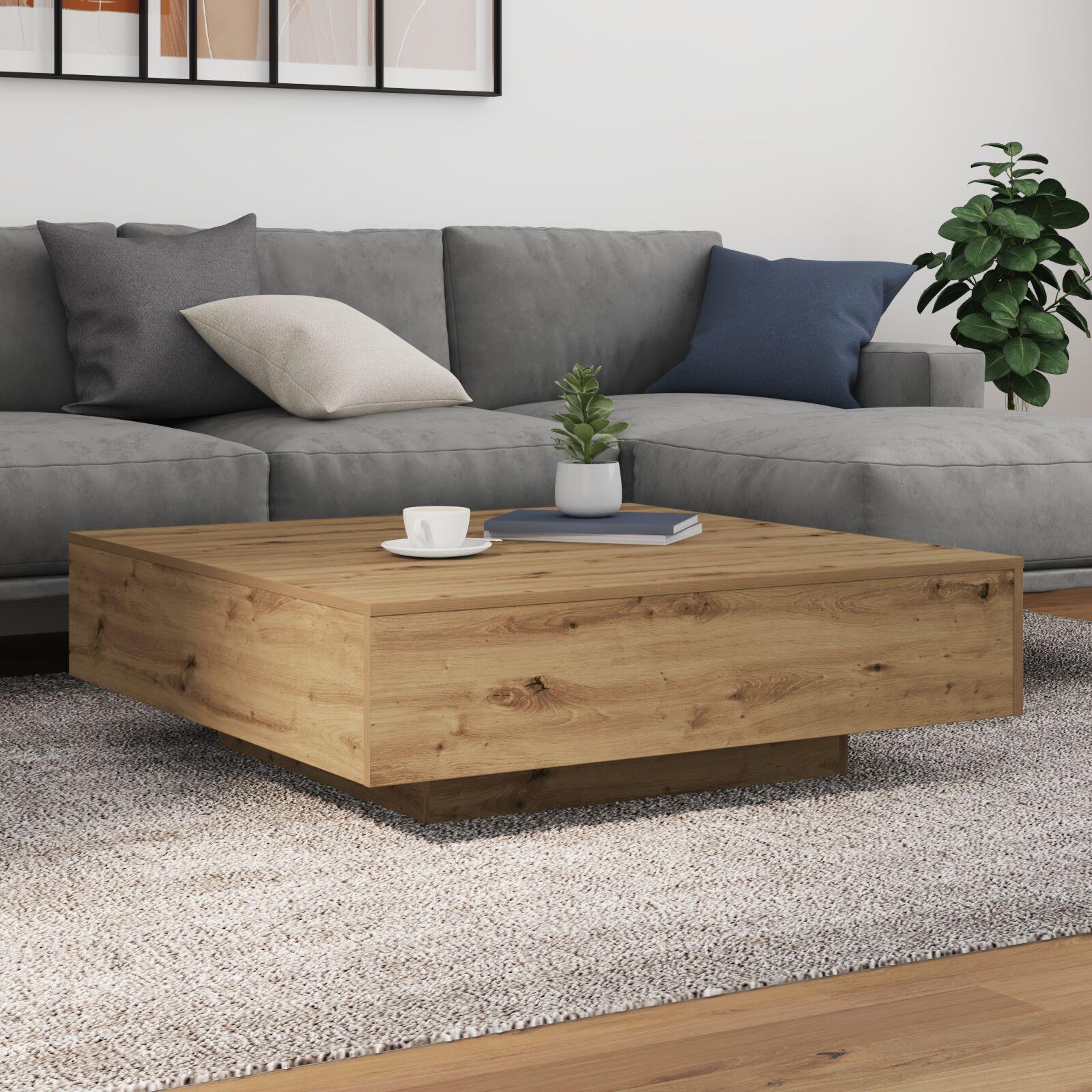 Sofabord artisan eg 100 x 100 x 31 cm Konstrueret træ