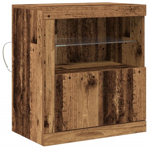Sideboard med LED Lys Gamle Træ 60,5x37x67 cm