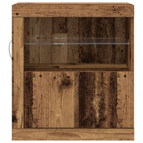 Sideboard med LED Lys Gamle Træ 60,5x37x67 cm