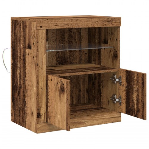 Sideboard med LED Lys Gamle Træ 60,5x37x67 cm