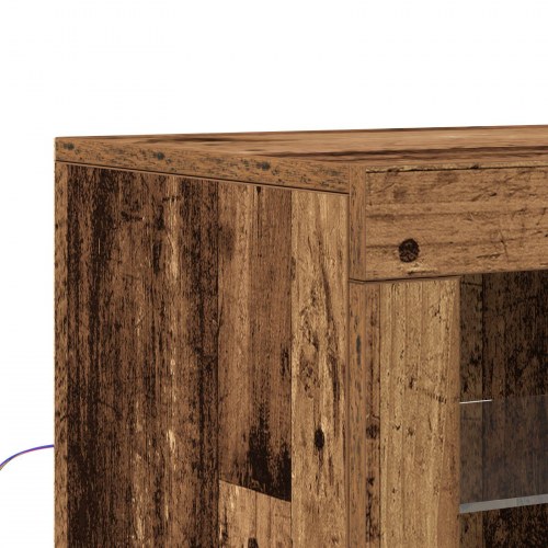 Sideboard med LED Lys Gamle Træ 60,5x37x67 cm