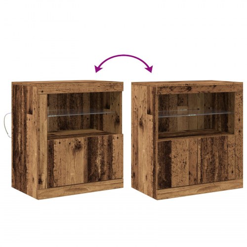 Sideboard med LED Lys Gamle Træ 60,5x37x67 cm