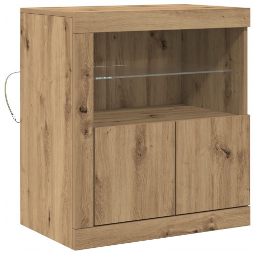 Skænk med LED Lys i Artisan Eg 60,5x37x67 cm
