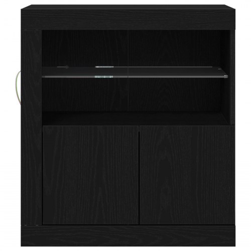 Skab med LED lys Sort Eg 60,5x37x67 cm