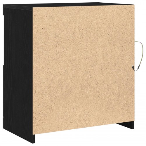 Skab med LED lys Sort Eg 60,5x37x67 cm