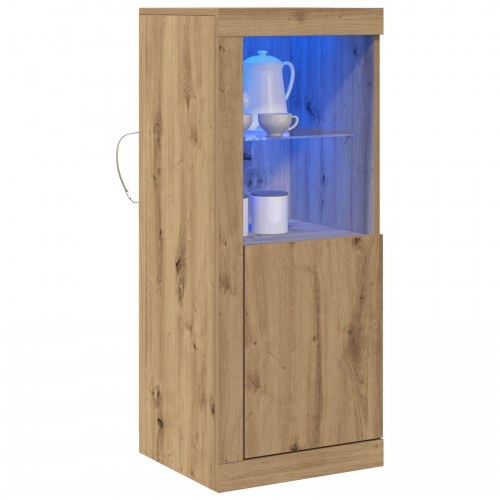 Skab med LED-lys i Artisan Egetræ 41x37x100 cm