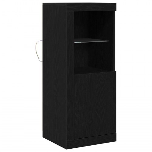Skab med LED Lys Sort Eg 41x37x100 cm