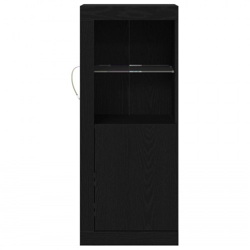 Skab med LED Lys Sort Eg 41x37x100 cm